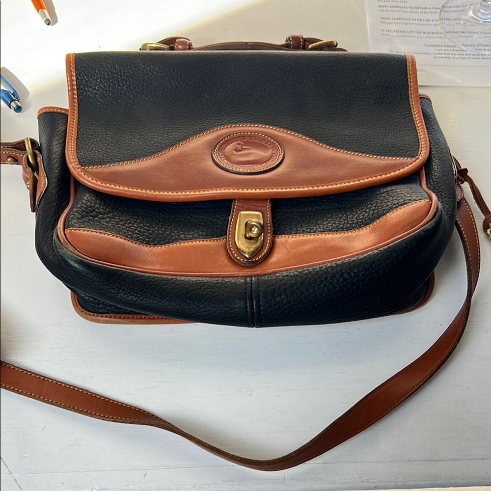 Dooney & Bourke Black and Brown Bag with Adjustable Strap